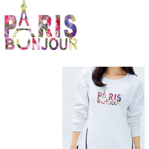 Fashion Letter Flowers Logo Patches Hot Heat Transfer Cloth Printing Sticker DIY Iron On Clothing Bag Shoes Customization Logo