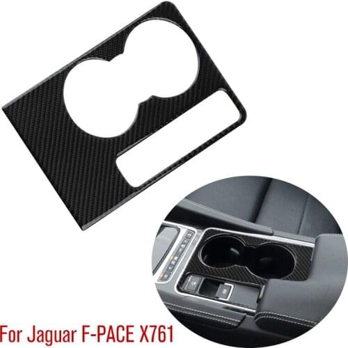 Carbon Fiber Car Center Console Front Water Cup Holder Frame Trim Cover Sticker for Jaguar F-PACE X761 XE X760 XF X260