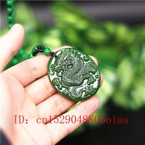 Natural Green Chinese Jade Dragon Pendant Necklace Charm Jadeite Jewelry Carved Amulet Fashion Accessories Gifts for Women Men