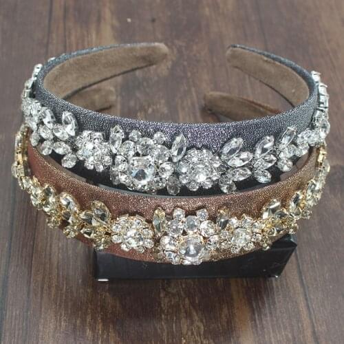 Vintage New Baroque White Shiny Crystal Large Flower Rhinestone Wedding Tiara Crown Headband Ladies Elegant Bride Hair Occessory