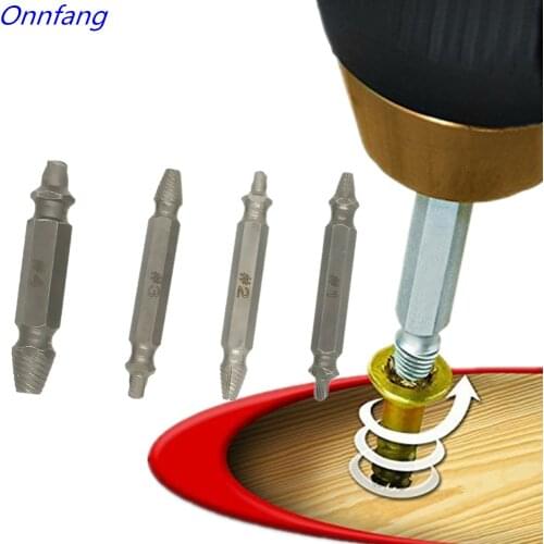 Onnfang Screws Remove Demolition Tools Screw Extractor Drill Bit Set Kit Power Tools Accessories Screw Extractor 4 pcs