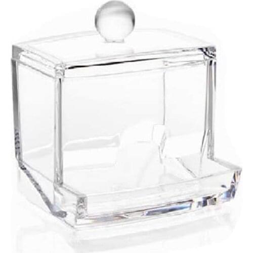 Transparent Cotton Puff Storage Box Square Round Cotton Swab Desktop Dustproof Clear Makeup Jewelry Organizing Box