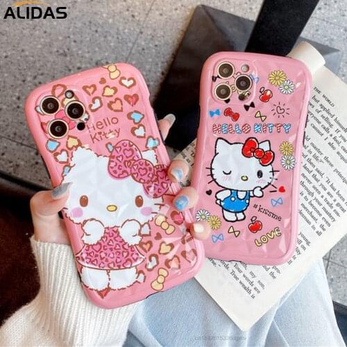 Sanrio Hello Kitty Phone Case For IPhone 11 12 Pro Max 7 8 Plus X XR XS SE 2020 Mini Kawaii Cartoon Phone Soft Back Cover Y2k