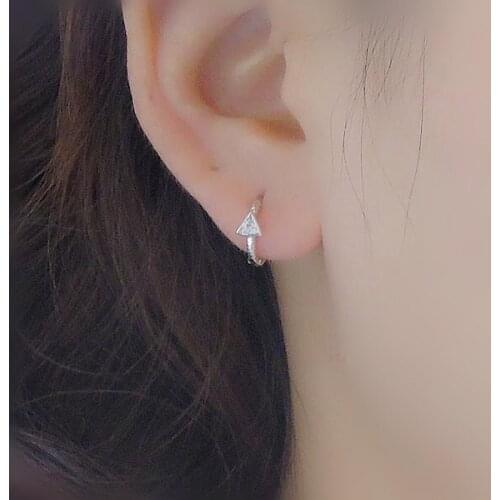 925 sterling silver earring fashion zircon triangle ear ring square ear bone simple minimalist design girl woman ear jewelry