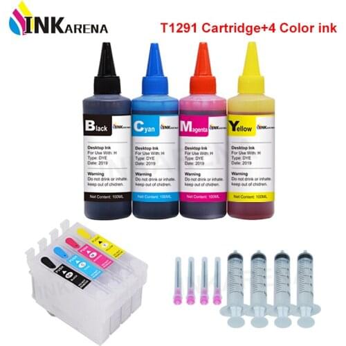 T1291 Refillable For Epson Cartridges T1291 Ink Cartridge Stylus SX230 SX235W SX420W SX425W Printer+ 4 Color Refill Ink Kit