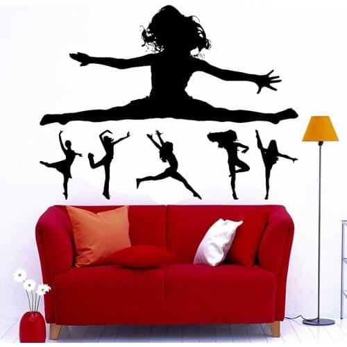 Dancers Wall Decal Dancing Girls Wall Decor Gymnastics Wall Sticker Ballet Dancer Decals Vinyl Dancing Kids Bedroom Decor C323
