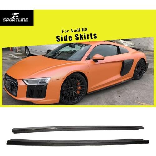For Audi R8 2016 2017 2018 Car Side Skirts Extension Lips Carbon Fiber Car Body Kits