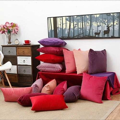 Cushion Cover Velvet Pillow Cover 45x45 Nordic Home Decor Red Decorative Housse De Coussin for Sofa Living Room Pillowcase