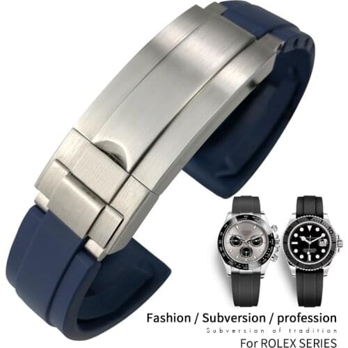 20mm 21mm High Quality Rubber Silicone Watch Band Special For Role Yacht Master Daytona Submariner Glide Lock Folding Buckle