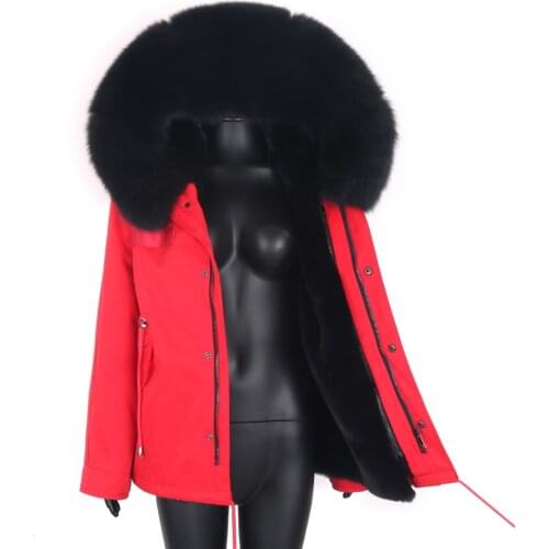 2021 Women Real Fox Fur Collar Short Jacket And Faux fur Lining Winter jacket Natural fur coat