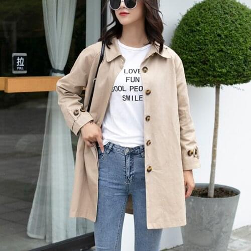 Plus size Windbreaker Women Medium And Long Trench Coat Female 2020 New Spring autumn Single-breasted Cotton coat Outerwear 4XL