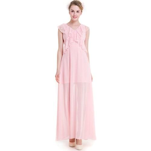 2022 Plus Size Sexy V-Neck Sleeveless Women Maxi Boho Lace pink blue Summer Dress Long Beach Dress Vestidos Party Dresses AB224