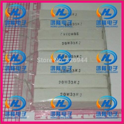 10pcs/lot) 20W 33K ohm +/-5% Horizontal cement resistor / 20W 33KJ ohm 5% Cement resistance / 20W 33KRJ Ceramic resistor