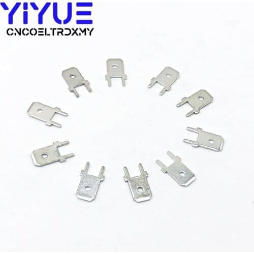 100Pcs 6.3 Inserts Plug male Terminal 250 PCB Solder lug thickness 0.8 two legs ,PCB welding sheet