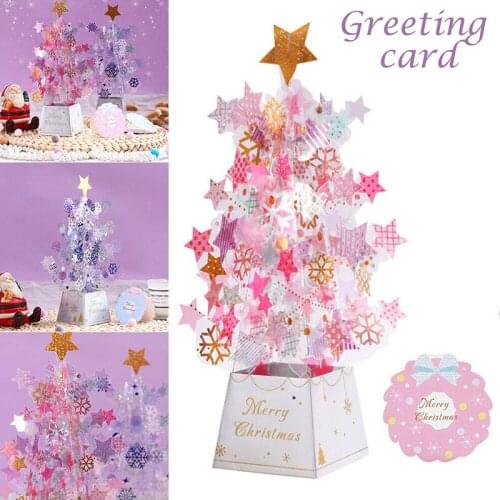 3D Card Pop-Up Card Christmas Greeting Card Christmas Card Stars Xmas Festival Gift for Girl Kids Wife Husband Party Supplies