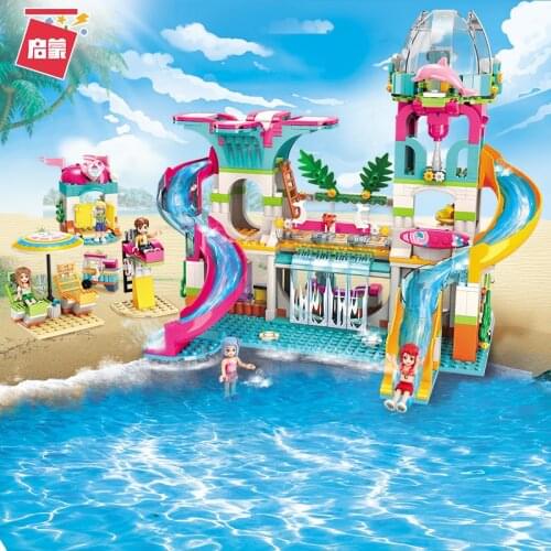 828PCS Enlightenment 2022 Sunshine Water Park Assembled Model Girl Assembled Building Blocks Assembled Toy Gift