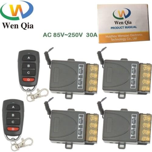 AC 75~250V 30A 6600W 1CH 4 gangs 433 Mhz Remote Control Switch High power Relay Receiver Module for Remote Light \ Electric Door