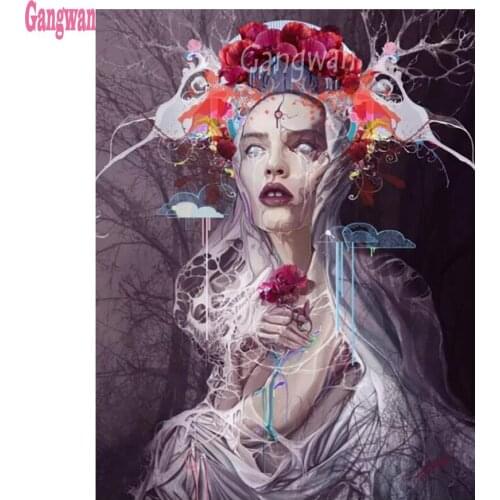 5d diy cartoon diamond painting "abstract terror woman " diamond embroidery cross stitch square/round diamond rhinestone new art