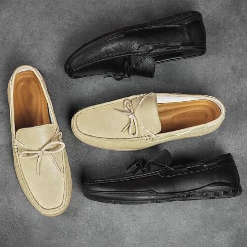 FIXSYS Brand Genuine Leather Mens Loafers Summer Slip-on Flat Moccasins High Quality Driving Shoes for Man Office Casual Shoes
