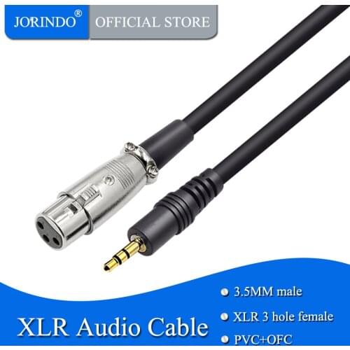 JORINDO 3M/9.8FT 3.5MM to 3 hole XLR female audio Line,3.5MM male plug extends to XLR to connect computer microphone audio cable