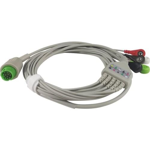 ECG Cable One Piece 5 Lead Wires 12 Pin Snap 4.0 End AHA Standard for Mindray PM5000 PM6000 Patient Monitor
