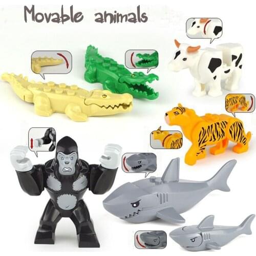 Classic Building Blocks City Friends Animals Zoo Tiger Leopard Whale Shark Jurassic Dinosaur Bricks Accessory Toys Fit Baseplate