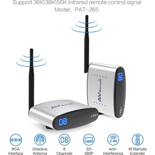 Set 2.4G Wireless AV Transmitter & Receiver Audio Video Sender TV Signal Receiver Extender 3 RCA PAT265 PAT-265