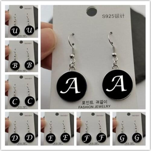 26 black letters alphabet earrings letters fashion earrings jewelry earrings birthday decoration gifts for girls