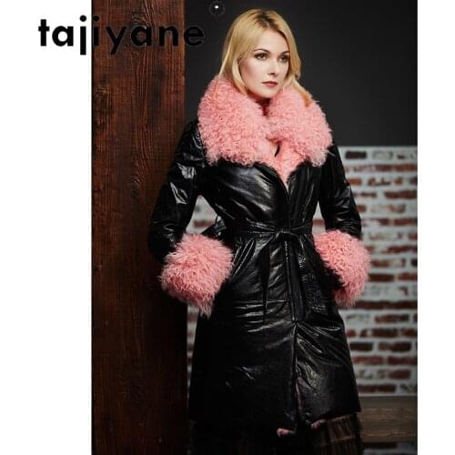 Tajiyane Winter 2020 Real Sheepskin Jackets Womens Lamb Fur Collar Parkas Woman White Duck Down Coats Mujer Chaqueta TN1178