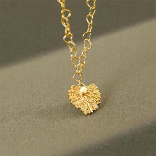 Leaf 925 Sterling Silver Imitation Pearls Necklace Pendant Fine Jewelry for Women Party Gifts(Lam Hub Fong)