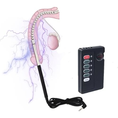 Male Metal Urethral Beads Electro Stimulate Penis Dilator Ring Bi-Polar Electric Shock Prostate Cock Massager Sex Toys for Men