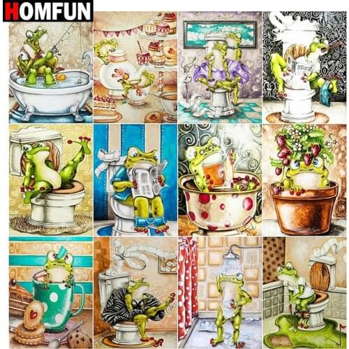 HOMFUN Full Square/Round Drill 5D DIY Diamond Painting "Animal frog scene" Embroidery Cross Stitch 5D Home Decor Gift