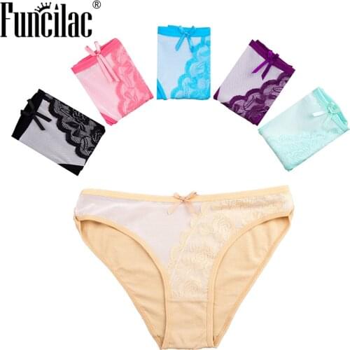 FUNCILAC Underwear Women Lace Sexy Panties Cotton Ropa Interior Femenina Lingerie Ladies Panty Woman Briefs Knickers 5pcs/lot