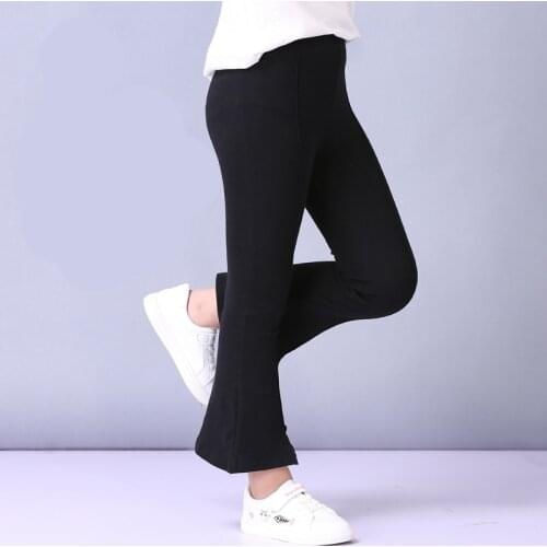 2021 New Girls Split Flared Pants Black Girls Trousers All-match Casual Childrens Gray Cotton Pants