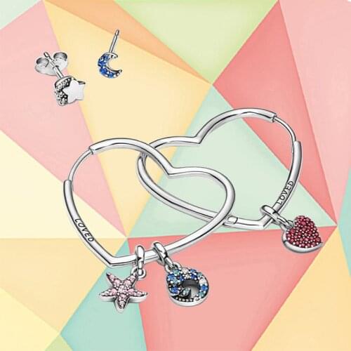 2020 Summer New High-quality Color Zircon Star Moon Heart-shaped Charm Earring Series Original Female Fashion Jewelry Wholesale