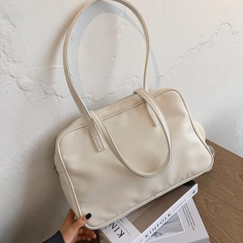 Solid Colour Casual Large Capacity Ladies Shoulder Bag Vintage PU Leather Women HandBags High Quality Female Tote Bags Bolsa
