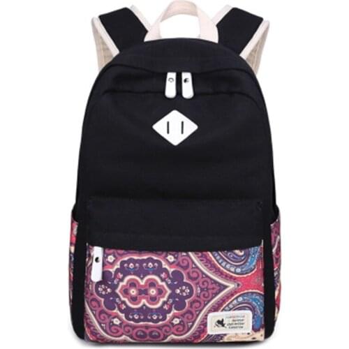 Autumn and winter new shoulder bag female printed canvas female backpack men and women college wind middle school student bag