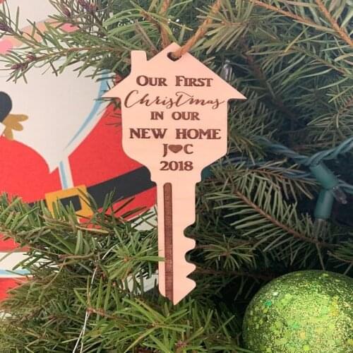 Personalised any text engrave wood Our first Christmas in our new home ornament- personalized gift - housewarming gifts hangers