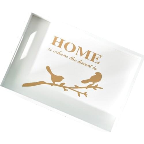 Food Container Serving With Handle Dinner Plate Breakfast Wooden Tray For Display Home Decor Ornament Kitchen Counter Rectangle