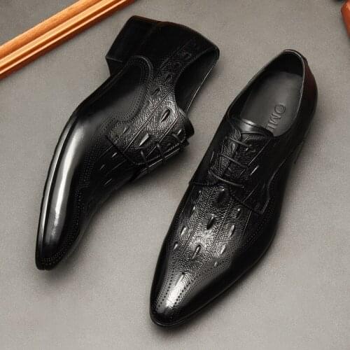 PJCMG New Spring/Autumn Handmade Slip-On Genuine Leather Dress Oxford Flat Original Brand Men Oxford Shoes