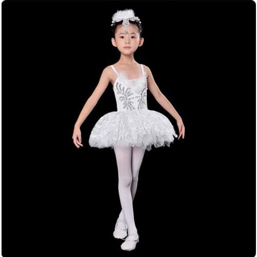 Ballet Dress&Headwear&Glove Children Elegant Classic White Swan Lake Perform Stage Dress Dance Ballet Tutu Ballet Costume