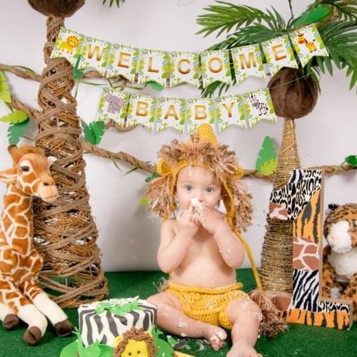 PATIMATE Welcome Baby Banner Jungle Party Decoration Woodland Animals Party Decor Baby Shower Boy Girl Safari Birthday Decor