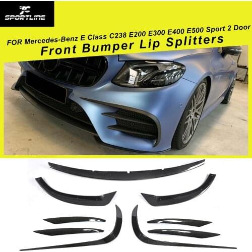 Carbon Fiber Front Bumper Lip Splitters Spoiler for Mercedes-Benz E Class C238 E200 E300 E400 E500 Sport 2 Door 17 - 18 Canards