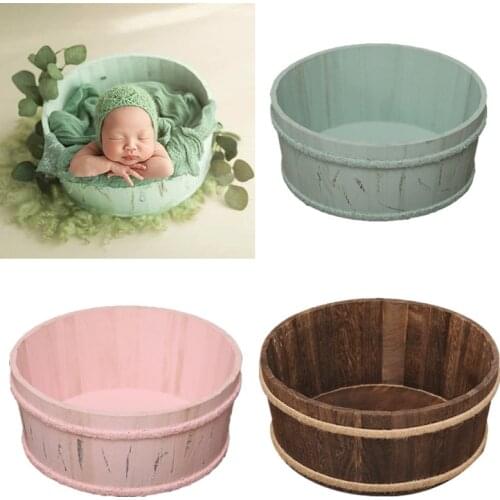 Newborn Photography Props Wooden Basin Full Moon Infants Baby Pose Auxiliary Photo Shooting Basket