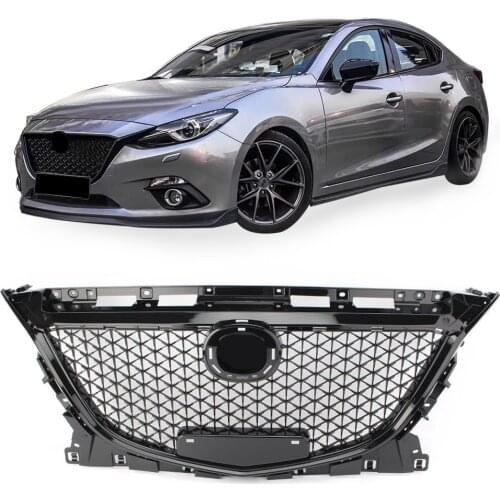 Front Upper Grille Honeycomb Grill For Mazda 3 Axela 2014 2015 2016 Black ABS Plastic Auto Car Accessories