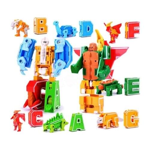 English Letters Transform Robot/Animals/dinosaurs Creative learning/diy big robot deformation Building Blocks Toys for kids