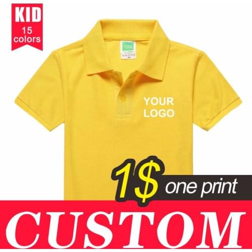 Shirt for Boy Custom Kids Clothes with Own Logo by Embroidery/Digital/ Silk Printing Child Top Short Sleeve Summer Uniforms