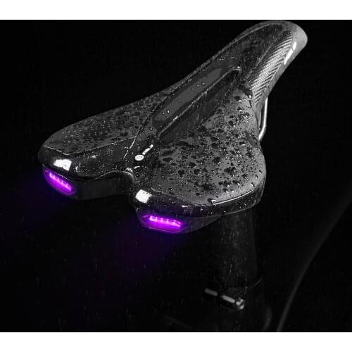 Road Bike Saddle MTB Bicycle Seat With Warning Taillight USB Charging PU Breathable Soft Seat Cushion Mountain Cycling Racing