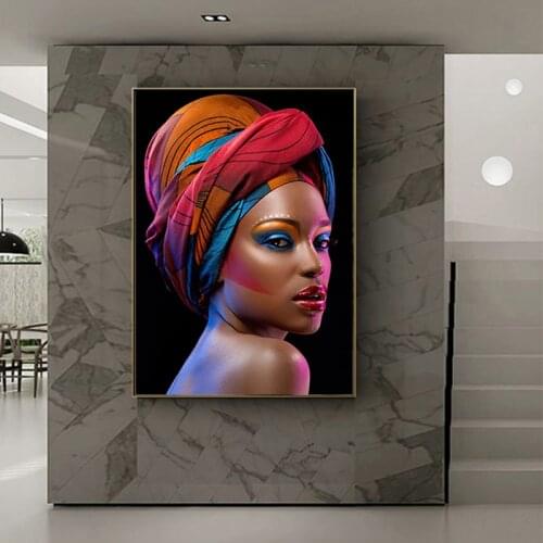 Sexy Black Nude African Woman Red Lips Cuadros Oil Painting on Canvas Posters and Print Scandinavian Wall Art Picture Home Decor