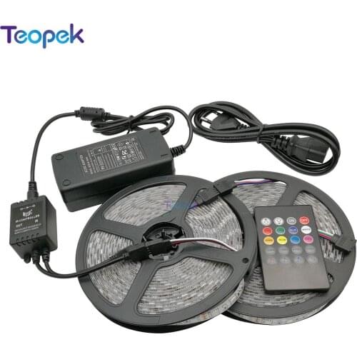 5050 RGB Led Strip 5m 10m Set With 20Key RF Remote Led Music Controller For TV Background Lamp Ribbon Led Tape